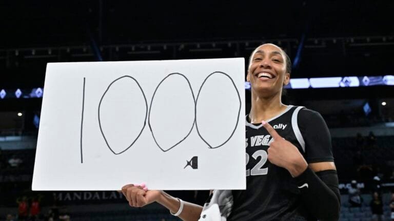 Watch Ace's A'Ja Wilson become first player in WNBA history to reach 1000 points in a season