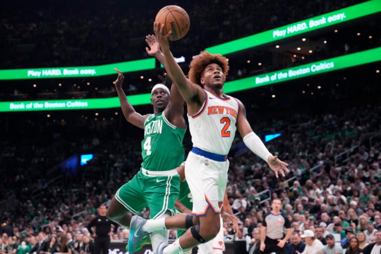 New York Knicks guard Miles McBride impressed on Tuesday, making him a waiver wire target for fantasy basketball managers. (AP Photo/Charles Krupa)