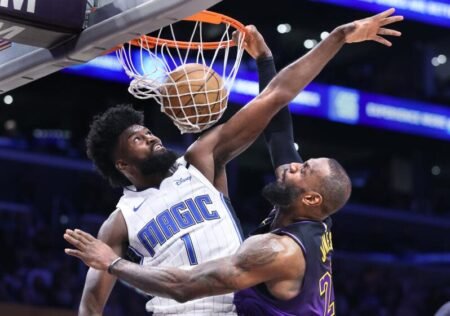 Lakers LeBron James hires over Magic's Jonathan Isaac.