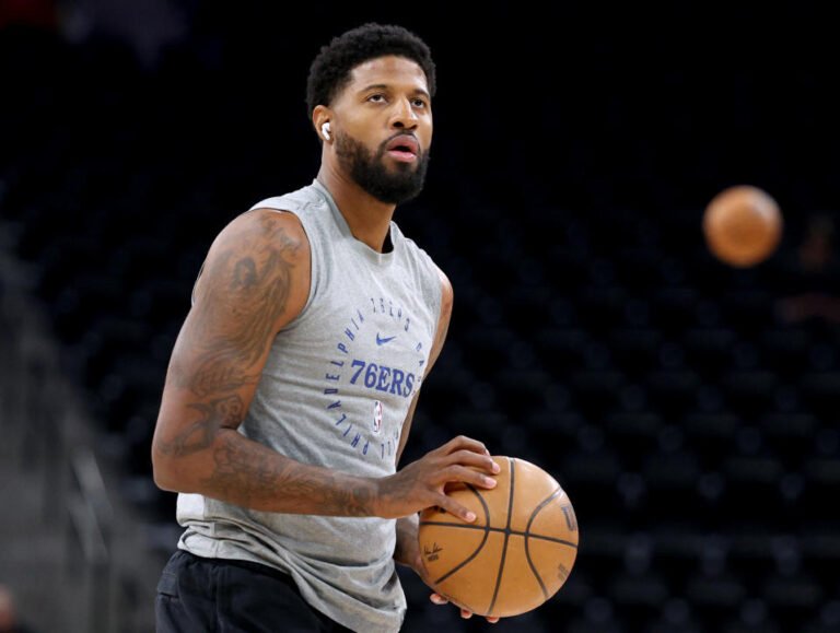 INGLEWOOD, CALIFORNIA - NOVEMBER 06: Paul George #8 of the Philadelphia 76ers warms up before the game against the LA Clippers at Intuit Dome on November 06, 2024 in Inglewood, California. (Photo by Harry How/Getty Images) NOTE TO USER: User expressly acknowledges and agrees that, by downloading and/or using this Photo, user agrees to the terms and conditions of the Getty Images License Agreement. (Photo by Harry How/Getty Images)